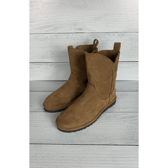 UGG Women's US Size 7 Alida Slouch Brown Chestnut Leather Suede Unlined Boots - Picture 1 of 14